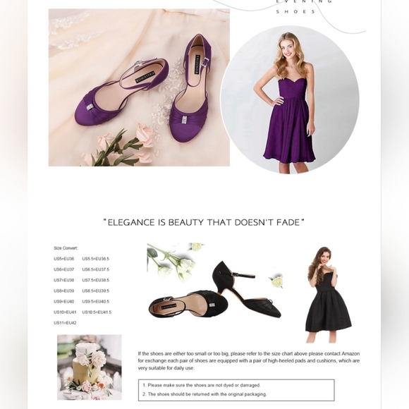 ERIJUNOR Satin Bridal Wedding Shoes #744, 745 - Picture 13 of 13